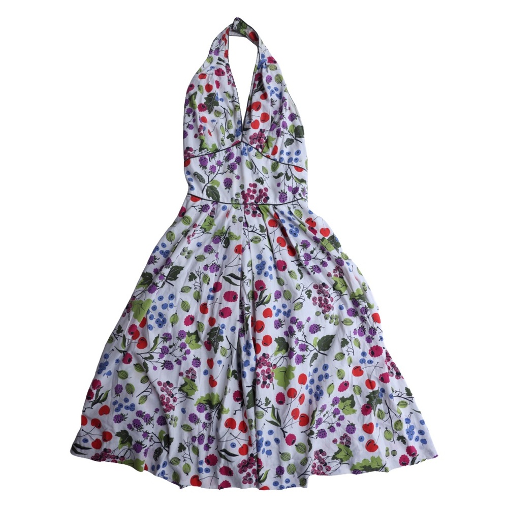Rare 1950s Brigance Sportsmaker berry fruit halter dress XS/SM